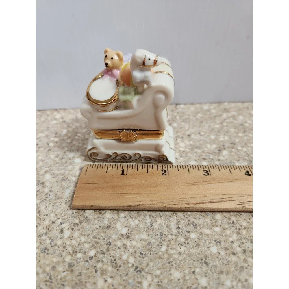 Vintage Lenox Christmas Sleigh Treasure Box Horse Bear